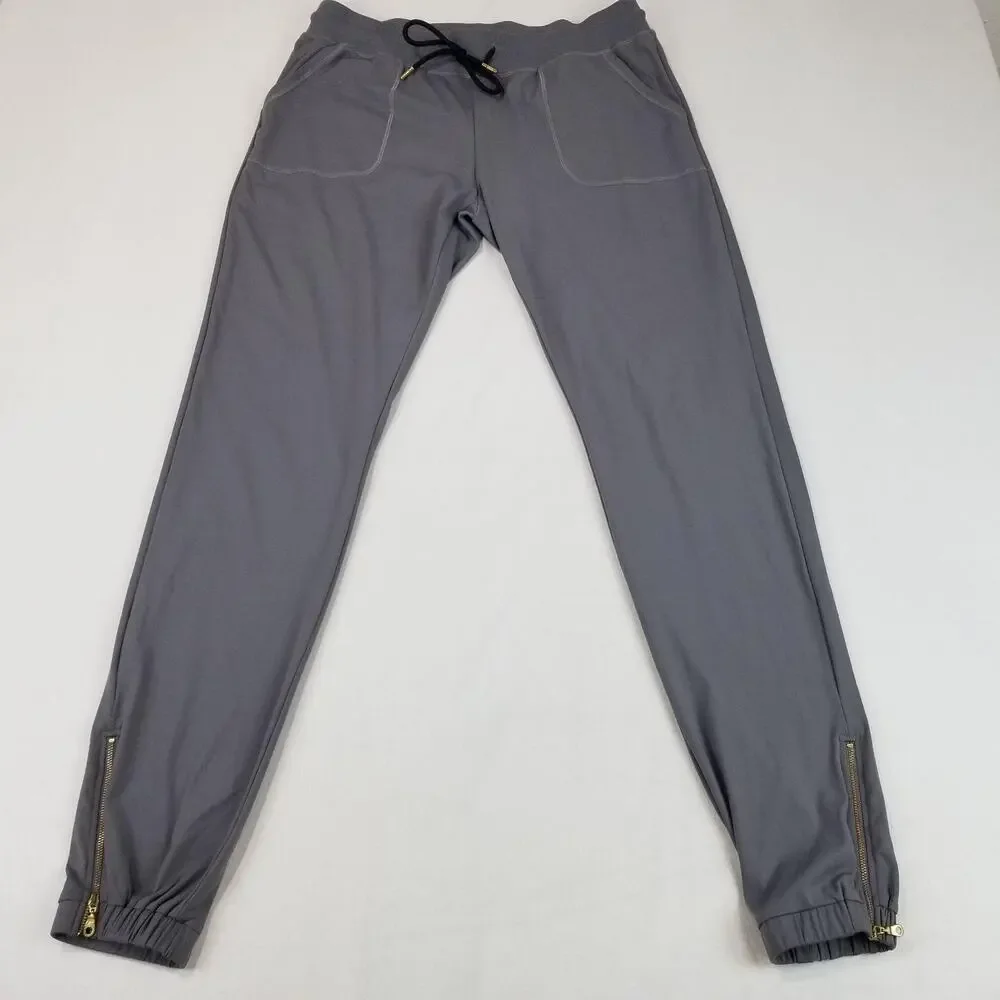Zyia Active Jogger Pants Womens Large Gray Ankle Zipper Hem Stretch Athleisure